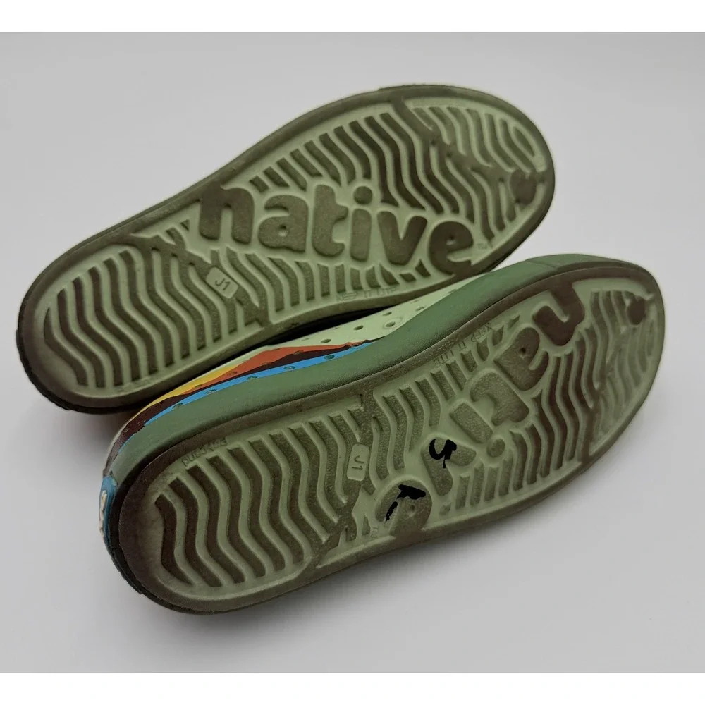 Native Youth Jefferson Slip On Shoes J1 Sage Green Mountain Perforated Kids